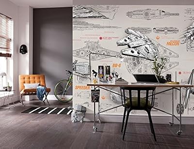 Komar "Star Wars Blueprints" Papier peint mural, Multicolore, 8 lais