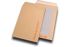 Indigo® A4 C4 Brown Manilla Board-Backed Envelopes – Peel & Seal, Eco-Friendly, Please Do Not Bend for Mailing, Postage, Home, Office & Ecommerce (50 Pack)