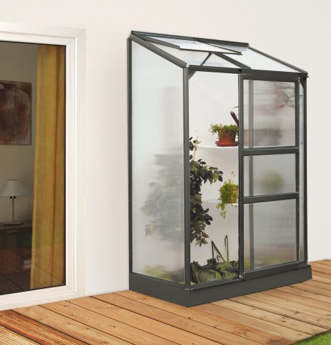 Vitavia Anlehngewächshaus Ida 900 HKP 4 mm 0,90 m², schwarz