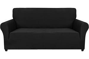 ‎YSTYLE Ystyle Sofa überzug 2 Sitzer Mit Armlehne, Stretch Sofabezug rutschfest, Modern Sofa Cover Für Hunde Haustiere, Atmungsaktiv Couch überzug Mit Elastic Bottom, Schwarz
