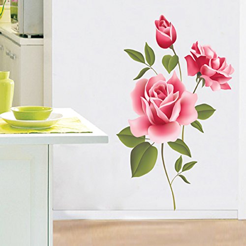 SMART LEGEND Abnehmbare Wandsticker Wandtattoo Größe: 70cm*50cm Fashion Home-Dekoration-Aufkleber Blume Wohnzimmer elegant Blüte - 4