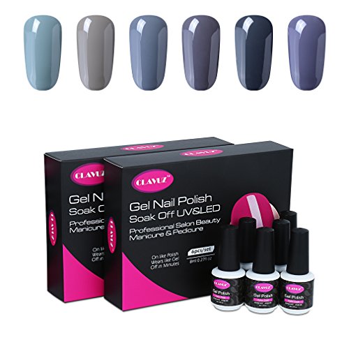 UV nagellack von Clavuz gel shellac set nagellack nail polish set soak off gel Grau (6xStück 8ML)