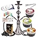 Produktbild MERITON Shisha Set 2 Schläuchen mit 55cm Schwarz Hookah, 3x100gr. Shiazo Dampfsteine, Kohle, Folie und Kohlezange, Mundstücke