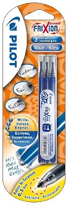 Pilot Frixion Point Etui de 3 Recharges Roller Encre Gel Thermosensible Pointe Fine Bleu