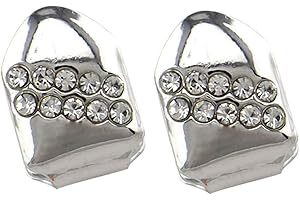 Sadiyamo 2PC with Diamond Round Single Grillz Cap for Your Teeth Grillz Men Women Hip Hop Jewelry Gift