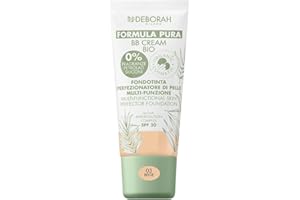 Deborah Milano - BB Cream Formula Pura BIO SPF 20 con Ingredienti Naturali, 03 Beige, Effetto Nutriente, Antiossidante e Anti-luce Blu, Dona una Pelle Levigata e Nutrita, 30 ml