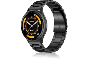 SeNool 22mm Correa para Garmin Venu 3/ Venu 2/Garmin Forerunner 265/Forerunner 255/Garmin Vivoactive 4, Metal Inoxidable Muñequeras para Amazfit Cheetah/Cheetah Pro/Amazfit Bip 5 - Negro
