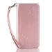 Produktbild Galaxy S7 Leder Wallet Tasche Brieftasche Schutzhülle, LOVONKI Schmetterling Fliege im Rose PU Lederhülle Flip Handy Hülle im Bookstyle Cover Schale Stand Ständer Etui Karten Slot Schutzhülle Tasche Wallet Case für Samsung Galaxy S7 - Roségold