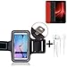 Produktbild TOP SET: Neopren Jogging Armband Sportarmband Oberarmband für UMIDIGI Z1 Pro, schwarz mit Reflektor Streifen + Ohrstöpsel. Fitness Lauf Armband