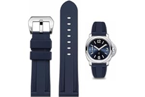 FOUUA Gummi Uhrenarmband Panerai Armband 22mm 24mm 26mm Uhrenarmband Wasserfest Gummi Silikon Gebürstete Edelstahl Silber Schnalle kompatibel mit Panerai Armband Unisex