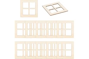 OLYCRAFT 20 Piezas Ventana de Madera en Miniatura Marco de Ventana en Miniatura Adornos de Jardín Mini Marco de Ventana para Casas en Miniatura Decoración Accesorios de Muebles - 7x7cm