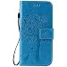 Produktbild Jepson Samsung Galaxy S6 / G9200 (5,1 Zoll) Hülle, Leadertasche Premium Lederhülle Flip Case im Bookstyle Folio Cover Kartenfächer Magnetverschluss und Standfunktion Leder Schale Etui für Handytasche Schutzhülle Prägung Katzen & Baum Muster.