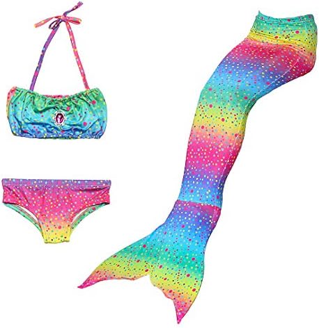 Lovkid Girls Mermaid Tail Swimsuit Gorgeous Mermaid Swimwear 3PCS Bikini Set