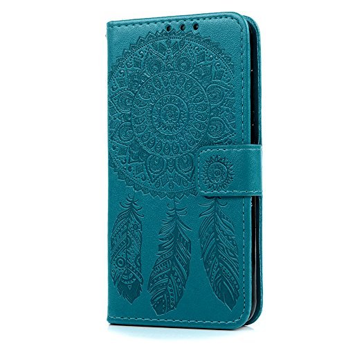Funda Huawei P8 Lite 2017 Libro de Suave Cuero Impresi  n PU Premium - Mavis s Diary Carcasa Con TPU Silicona Case Interna Suave Soporte Plegable Ranuras para Tarjetas y Billetera Cierre Magn  tico - Dise  o de atrapasue  os  azul