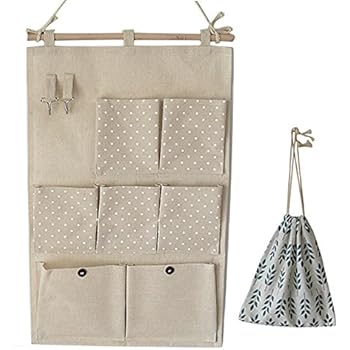 Wall Closet Hanging Storage Bag Pouches,Linen Fabric Over The Door Organizer With 3 Pockets MY 07 4 I.427549992