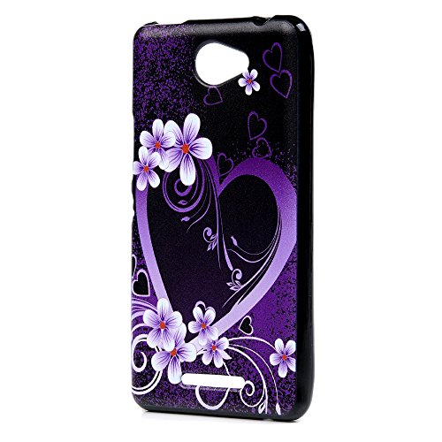 Funda bq Aquaris U U Lite Silicona Gel TPU Ultra Delgado - Mavis s Diary Cover Shock-Absorci  n y Anti-Ara  azos Carcasa Case Bumper Parachoques Choque Absorci  n - Flor de color p  rpura y amor