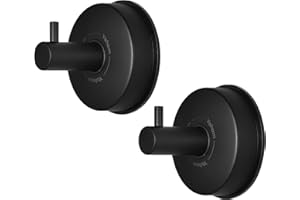 YOHOM Vacuum Suction Cup Towel Hooks Stainless Steel Bathroom Suction Hooks Sucker Shower Hook Suction Towel Holder for Kitchen Wall Heavy Duty Towel Hanger Coat Robe No Drill Matte Black 2Pcs