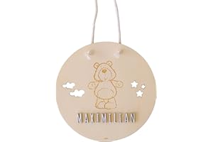 nagu® Orsacchiotto. Nomi in Legno Personalizzati | Targhetta in Legno da Appendere, Include Lettere Autoadesive | Lettere Decorative in Legno | Lettere Decorative in Legno | Nome Personalizzato
