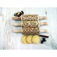 BLUMEN 3-er SET Kinder Nudelhölzer Teigrolle für hausgemachtes Gebäck. Teigrolle mit Blumen. Gravierte Nudelholz. Gravierte Teigroller mit Muster. Engraved rolling pin