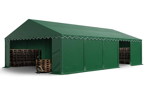 TOOLPORT Lagertält 5x10 m förrådstält PVC 700 N mörkgrön vattentät