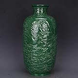 Material: Keramik; Größe: M ZYG222 Grüne Glasur geprägte Drache Hauptdekoration Porzellanvase Sammlung Vase