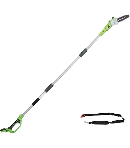 Élagueuse Sur Perche Greenworks 40V - 20cm Sabre, Perche Télescopique 2.4m, Batterie Incluse