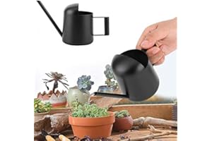 Roundsky Mini regadera de 300 ml de Acero Inoxidable Negro, regadera de Plantas de Cuerpo, Adecuado para Plantas de jardín