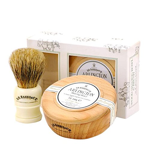 D R Harris Arlington Shaving Bowl and Shaving Brush Gift Set - Beech Wood