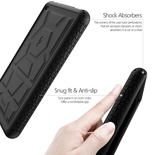 Poetic TurtleSkin Fire 7 (2017) Heavy Duty Schütz Silikon Hülle mit Klangverstärkend Feature für Amazon Fire 7 (2017) Schwarz [Mit Tragbarem Tablettenständer] - 7