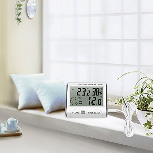 MIDWEC Thermo-Hygrometer Innenraum Temperatur und Luftfeuchtigkeit, Außen Temperatur mit Temperatur Sonde - 6