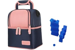 Rufun Isolierte Tasche für Brustmilch Lunch Kühler Wärmender Rucksack Wasserdicht, 2 Eisbeutel inklusive