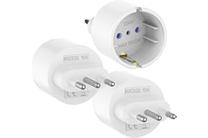 CLOMNPE 3 pezzi Adattatore Spina Italia Tipo L, Adattatore da Presa Italiana a Presa Schuko (Tedesca), Adattatori da Schuko a Spina Piccola (10A), Adattatore Tedesca Italiana per Italia, Cile, Cuba