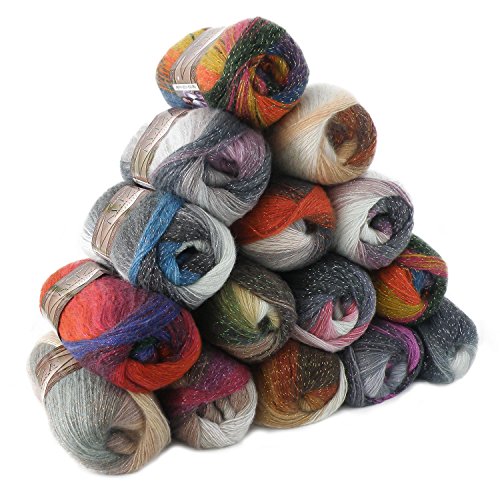 5 x 100g Strickgarn ALIZE ANGORA GOLD Batik SIM #1602 Anthrazit/Rottöne - 3