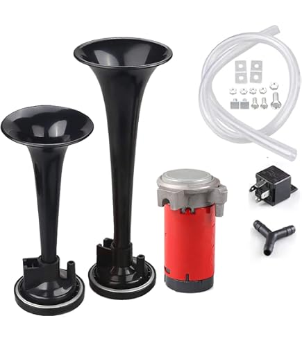 Klaxon De Camion Double Tube 12V 600dB | Avec Compresseur Intégré | Pour Voiture, Moto, Bateau | Son Puissant