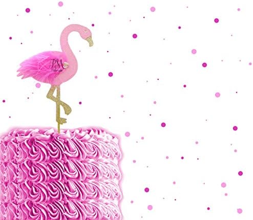 Large Neon Pink and Gold Glitter Flamingo Cake Topper