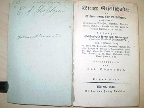 Wiener Gesellschafter zur Erheiterung für Gebildete. (...) im Anhange: Pachhueber's Leben und Meinungen.