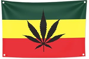 KINO Homie Tapiz decorativo de hoja de marihuana estilo reggae de Jamaica, bandera rasta, bar, club, tienda de tatuajes, pancarta para colgar en la pared, póster de tela de cannabis