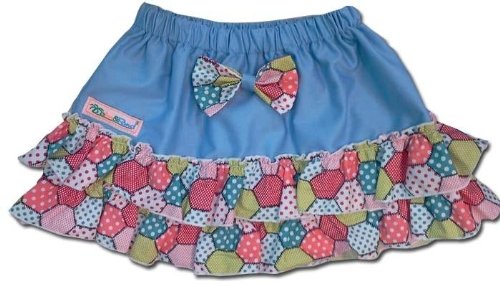 100% Cotton Baby Rara Skirt - Baby Blue With Hexagon Patchwork Large