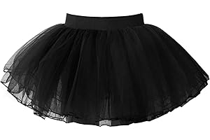 Agoky Enfant Fille Tutu Ballet Danse Jupon sous Courte Jupe Tulle Vintage Rockabilly Petticoat Crinoline Jupe De Danse Jupette 3 Couches