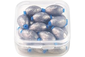 EKIND Egg Sinkers Weights Fishing Olive Shape Inner Core Assortment Lead Oval Shape Bass Casting Gear Kit for Saltwater Freshwater Fishing