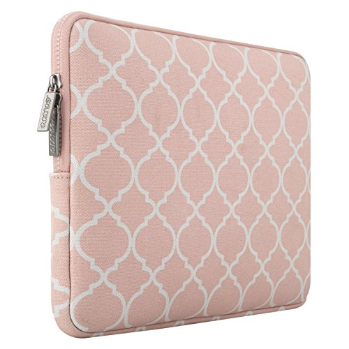 MOSISO Quatrefoil Stil Canvas Gewebe Laptop Hülle Sleeve Tasche für 14 Zoll Notebook Computer Ultrabook mit einem kleinen Fall, Rosa - 4