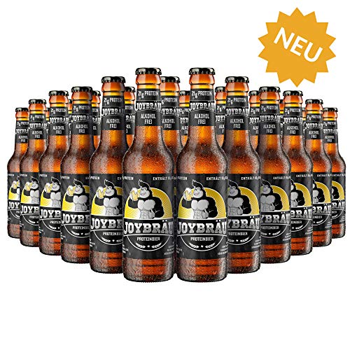 Preisvergleich Produktbild JoyBräu Proteinbier - Alkoholfrei - 21g Protein / Flasche - Erfrischender Biergeschmack mit Zitrusnote - Mit 10g BCAA - Vegan (24x0,33l)