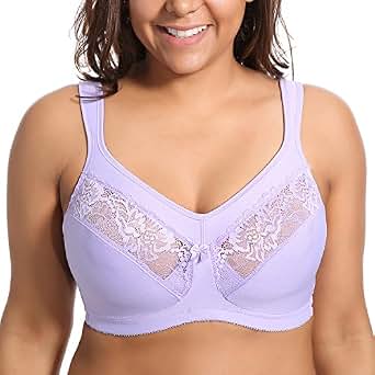 DELIMIRA Donna Reggiseno Taglie Forti Senza Ferretto Senza Imbottitura Senza Cuciture T Shirt Bralette Blu Puro S Plus