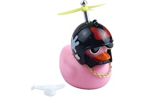 NHQZ Canard en Plastique, Sonnette velo, Klaxon Velo, Accessoire Velo, Ornements de Voiture, avec Sangles et Adhésif Non Marquant, Sonnerie Canard avec Hélice et Casque, 1 pièce