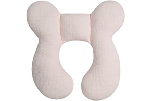 Blublu Park Baby Head Support Pillow for Newborn Infant(Upgraded), Soft Cotton Baby Travel Pillow for Car Seats and Strollers for Baby, Pink