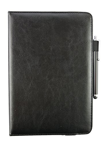 Emartbuy® Trekstor SurfTab Breeze 9.6 Quad 3G 9.6 Zoll Tablet Universal ( 9 – 10 Zoll ) Schwarz PU Leder 360 Grad rotierende Stand Folio Geldbörse Tasche Hülle + Schwarz Eingabestift - 2