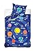 Produktbild Maxi & Mini - Bettwäsche Reise in das Solar System Bettwäsche Bettbezug 160 x 200 + Kissenbezug 70 x 80 Déco ADO univers Cosmos 100% Baumwolle
