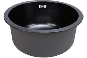 BAOFUYA Lavello da Cucina Rotondo Singolo in Acciaio Inox, Diametro Esterno 42 cm.