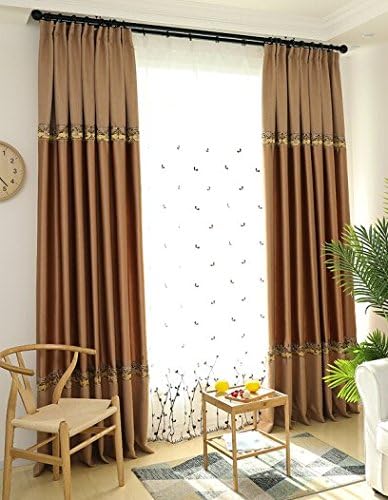 Children 's room curtains modern living room bedroom balcony floating window shade sunscreen fabric curtain cloth (Coffee golden, 2.0 × 2.7M)