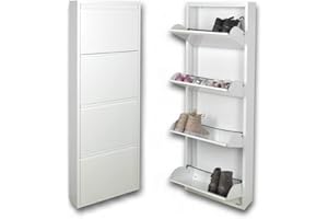 STARMART Scarpiera SalvaSpazio Slim a 4 Ante BIANCA, L'Originale in TV, Contiene da 8 a 12 PAIA di scarpe e stivali (vedi video), Scarpiere in metallo, Niente da Montare, Garantite 15 anni, interni/esterni